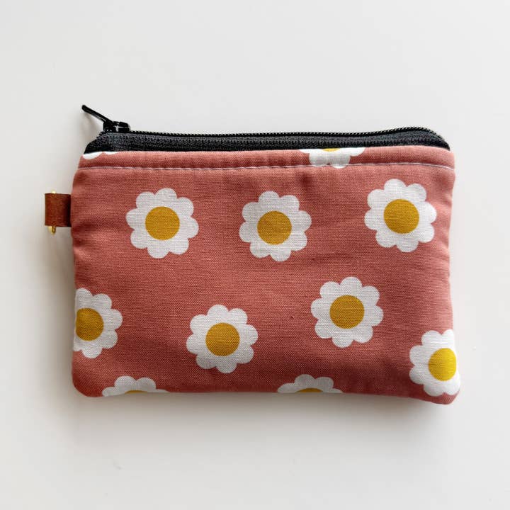 Mini coin purse in coral daisy / small wallet for wholesale by September Skye Bags & Accessories
