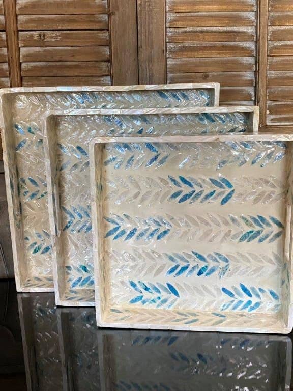 Set of 3 Square Lacquer Trays 13", 14", 16"W for wholesale by The Light Garden Collection