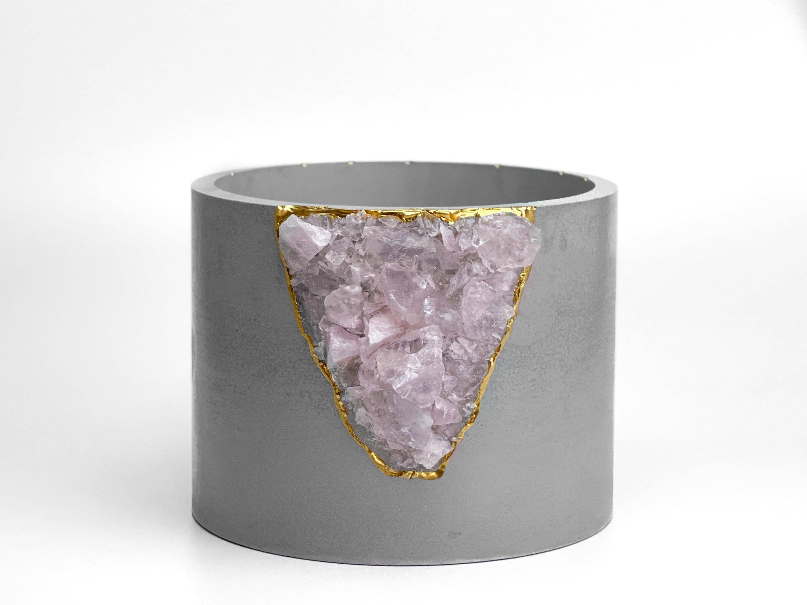 Planters Made in the USA – Vaso de plantas por atacado – PLANTER QUARTZ ROSE 6 polegadas, plantadora geode grande, vaso cristal6