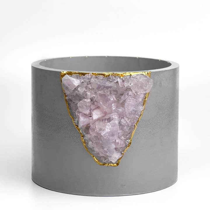 Planters Made in the USA – Vaso de plantas por atacado – PLANTER QUARTZ ROSE 6 polegadas, plantadora geode grande, vaso cristal6