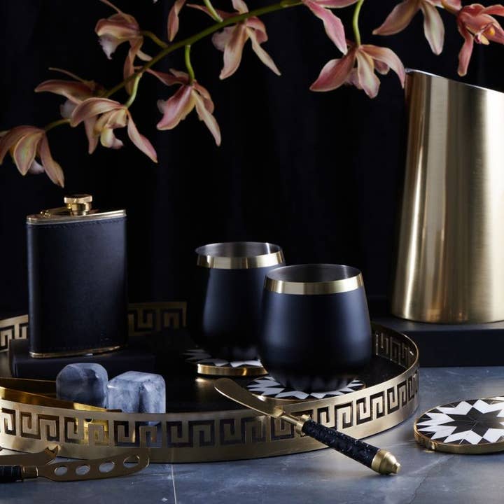 CLINQ - Wholesale Cocktail/Liquor Glass - Brass & Black Whisky Glasses