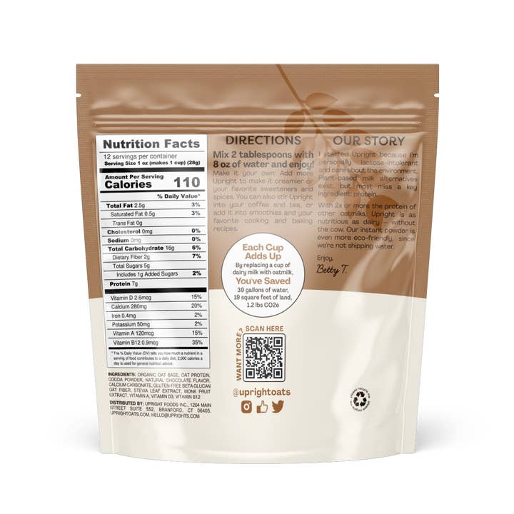 Upright - Wholesale Non-Dairy Milk - High-Protein Instant Oatmilk - Variety (Bulk Format)