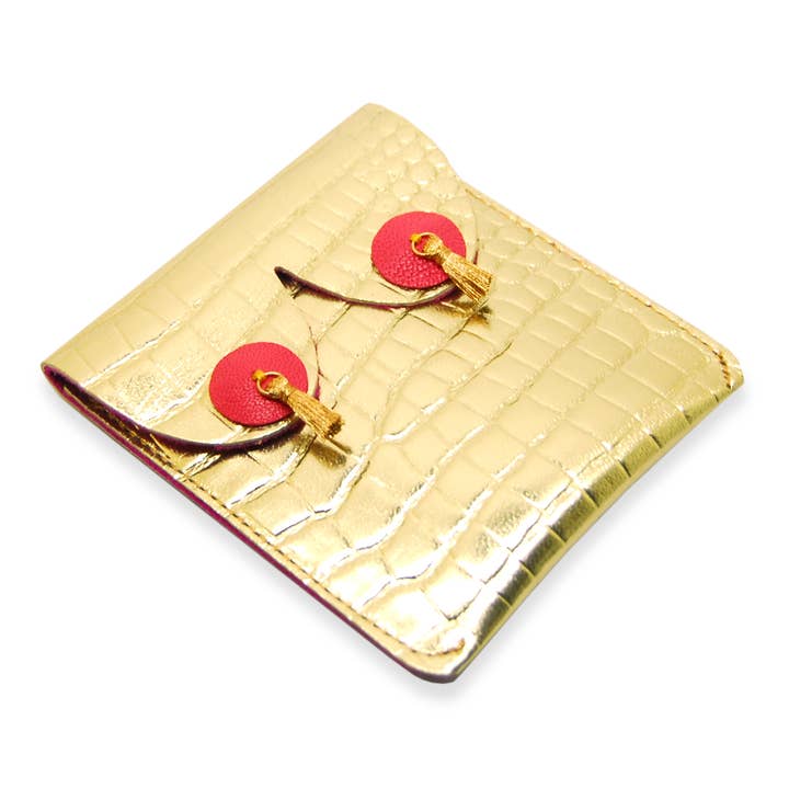 Lux Golden Boobies Pouch: Leather Feminist Coin Purse for wholesale by 'Alkemest