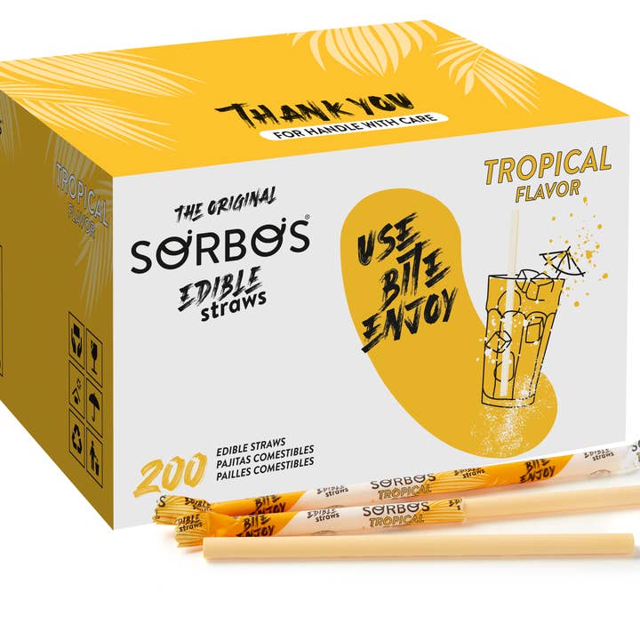 SORBOS eetbare rietjes met tropische smaak - doos van 200 voor wholesale door SORBOS Edible Straws