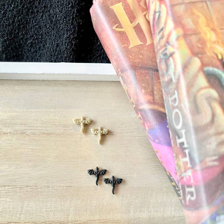 SeizeTheClayJewelry - Wholesale Stud/Post Earrings - Tiny Dragon Studs, Dragon Stud Earrings, Dragon Earrings2
