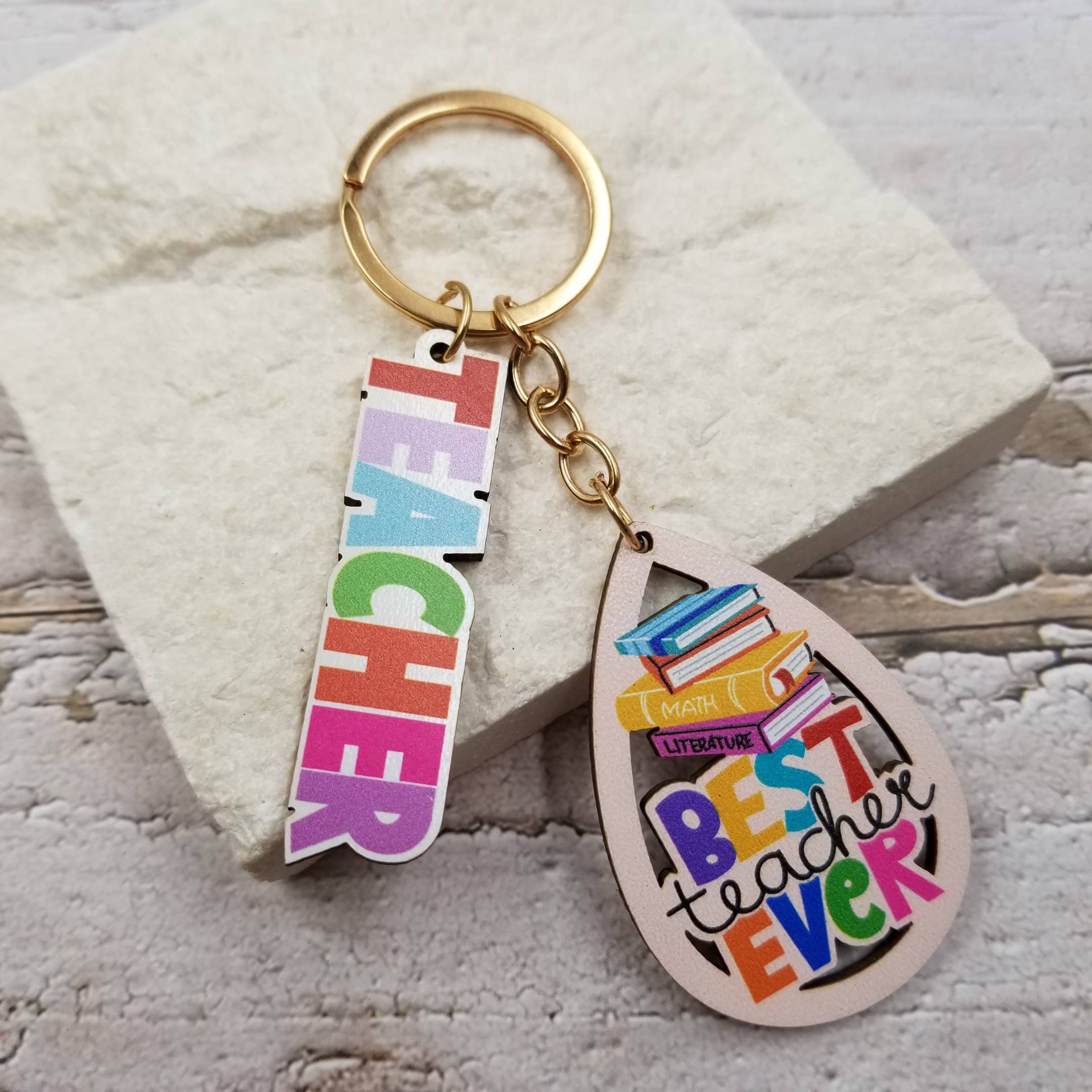 Treasure Wholesale - Wholesale Keychain - Women's - Starting & Graduation Teacher's Day Wood Keychain1