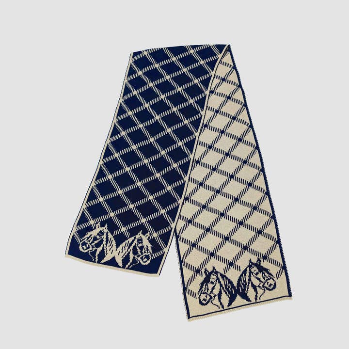 Reversible Sustainable Knit Stripe Geometric Scarf - Equestrian Plaid for wholesale by In2Green