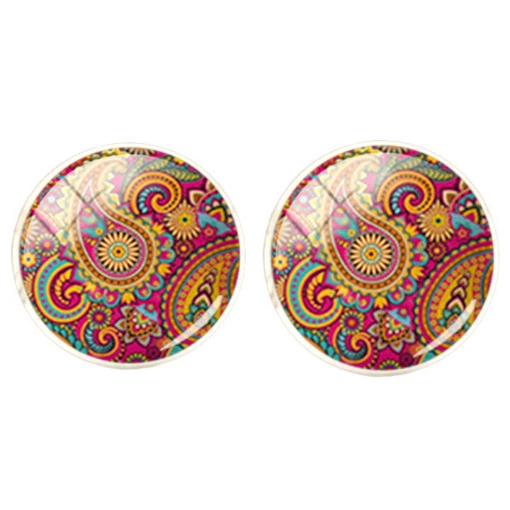 Paisley Cufflinks - Wine and Yellow for wholesale by Bassin And Brown