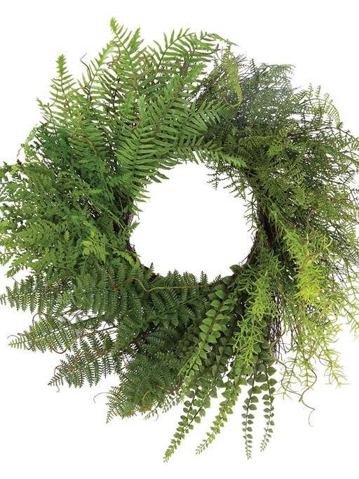 Mixed Fern Wreath 28" for wholesale by Select Artificials, Inc.