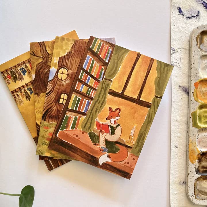 Forest Friends in Autumn (I) Notecard Set for wholesale by Randi Lynn Reed Illustration