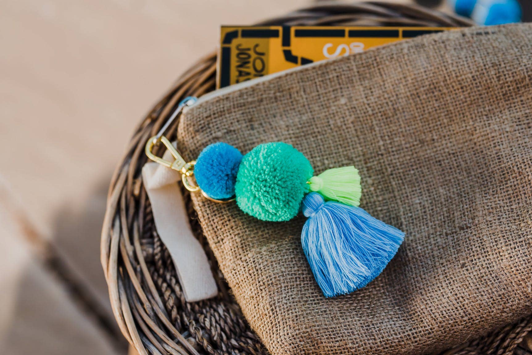 PomPom Galore - Wholesale Keychain - Women's - Pom Pom & Tassel Keyring / Bag charm - Sea Blues1