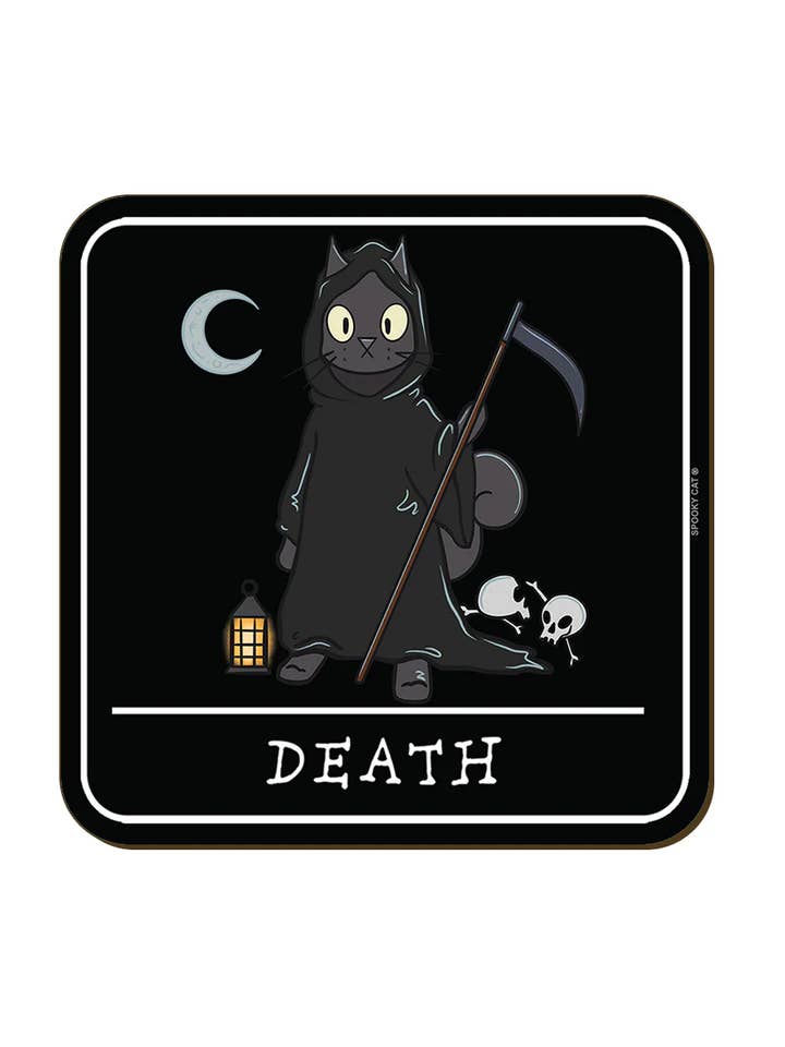 Spooky Cat Tarot Death Coaster for wholesale by Grindstore