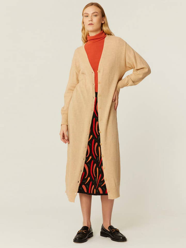 VESTIDO DE PUNTO ABOTONADO BEIGE para venta al por mayor de Pepaloves