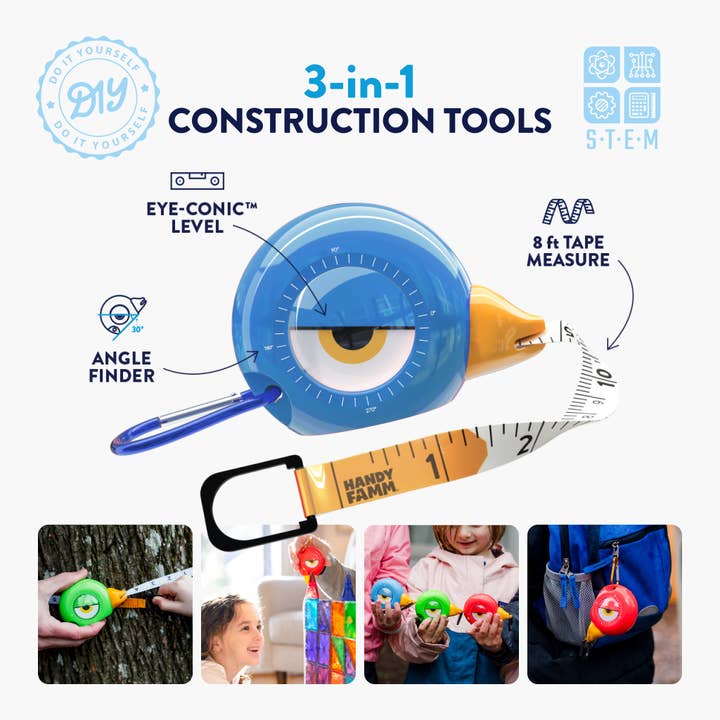 Handy Famm - Wholesale Measuring Tape - "Toto" Blue Bird STEM Measuring Tape 3-in-1 ToolÂ