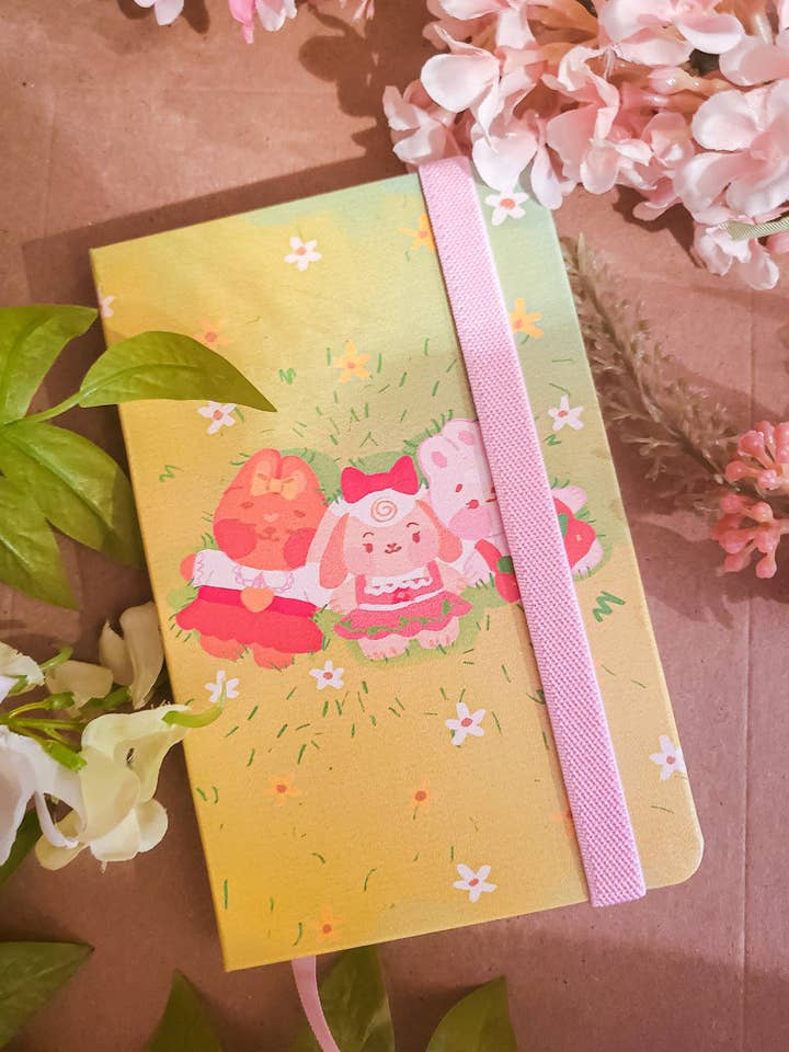 Relaxing Bunny Friends A6 Notebook for wholesale by StrawbunnyCake