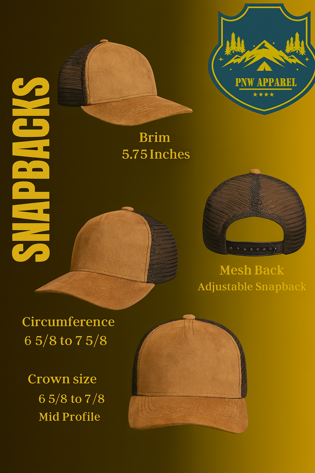 PNW Apparel – wholesale Trucker hat – Unisex – Sasquatch Leather Patch 5-Panel Trucker Hat – Unique Cap10