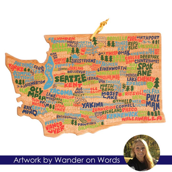 Totally Bamboo - Wholesale Cutting Board - Washington Cutting Board with Artwork by Wander on Words™5