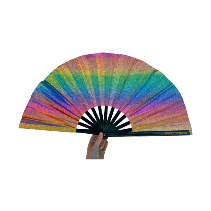 Rainbow Mega Glitter XL Fan for wholesale by Fantastico Fans