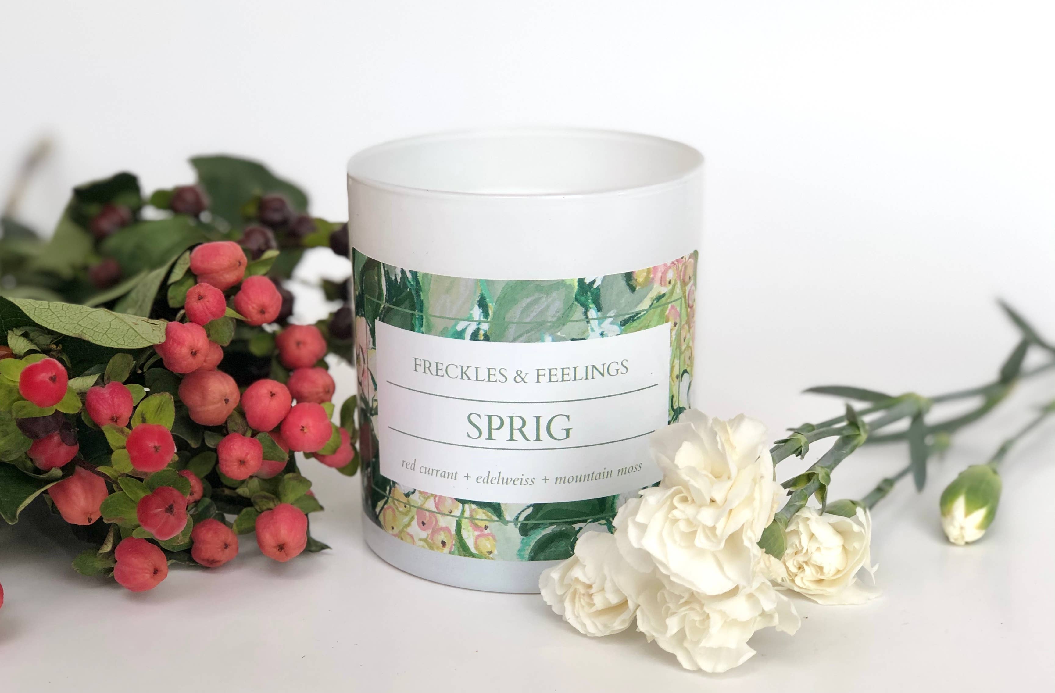 Freckles & Feelings - Vendita all'ingrosso Candela in vasetto - rametto: ribes rosso+stella alpina + muschio di montagna3