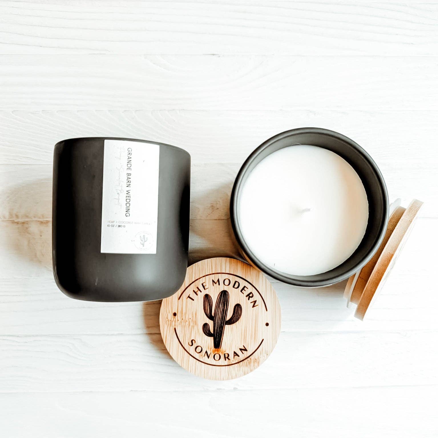 The Modern Sonoran - Wholesale Jar/Filled Candle - Grande Barn Wedding: Peony Succulents Farmhouse Candle 10oz5