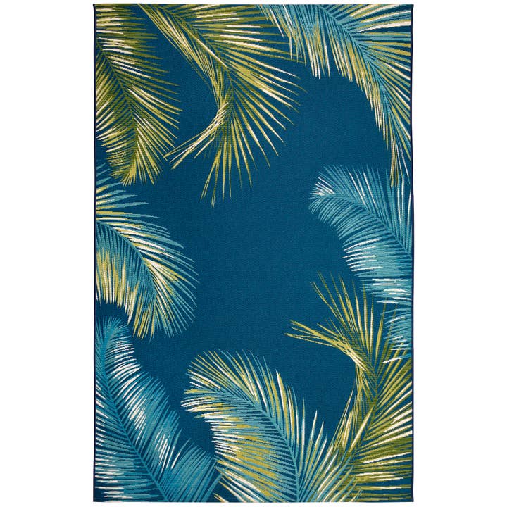 Marina Palm Border Indoor/Outdoor Area Rug Navy for wholesale by Liora Manne