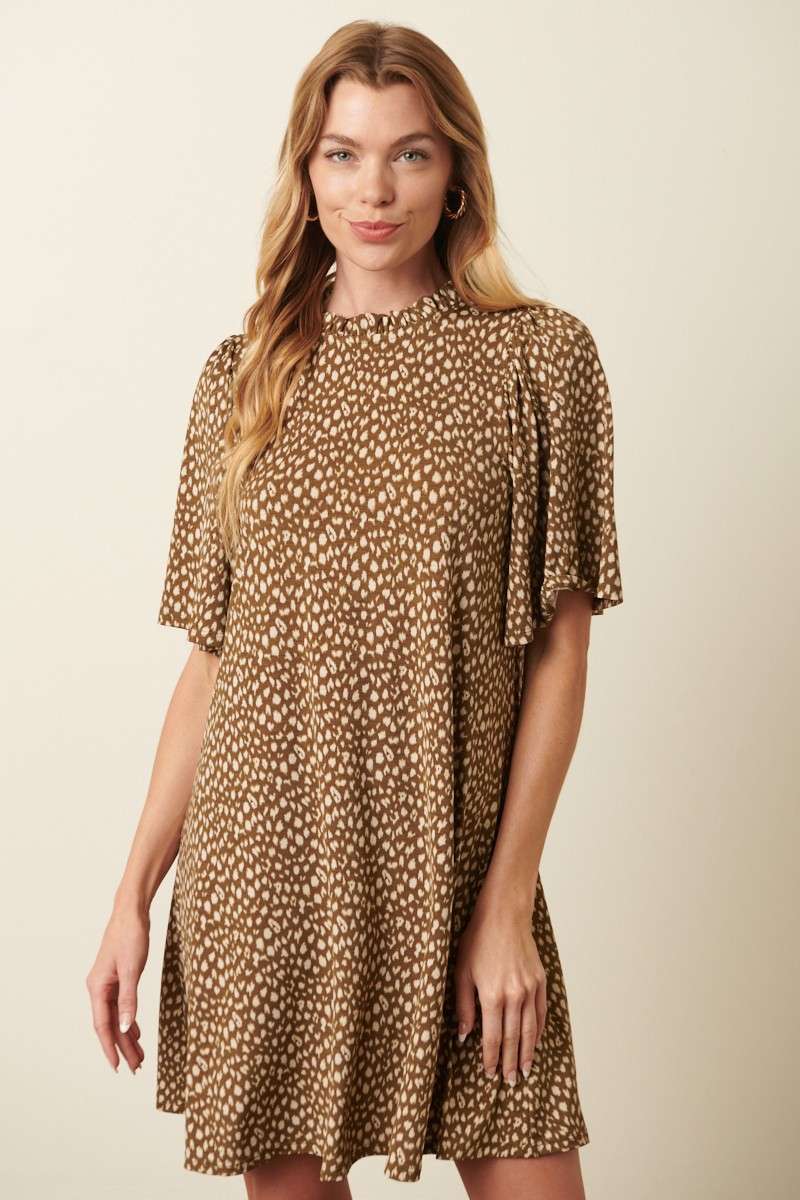 mittoshop - Wholesale Dress - Women's - ANIMAL PRINT RUFFLE MOCK NECK MINI DRESS5