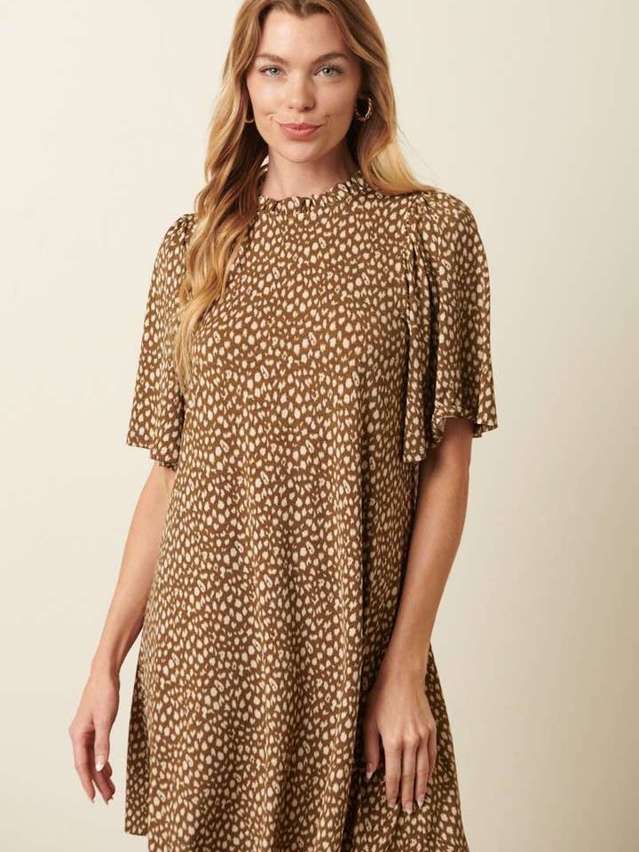 mittoshop - Wholesale Dress - Women's - ANIMAL PRINT RUFFLE MOCK NECK MINI DRESS5