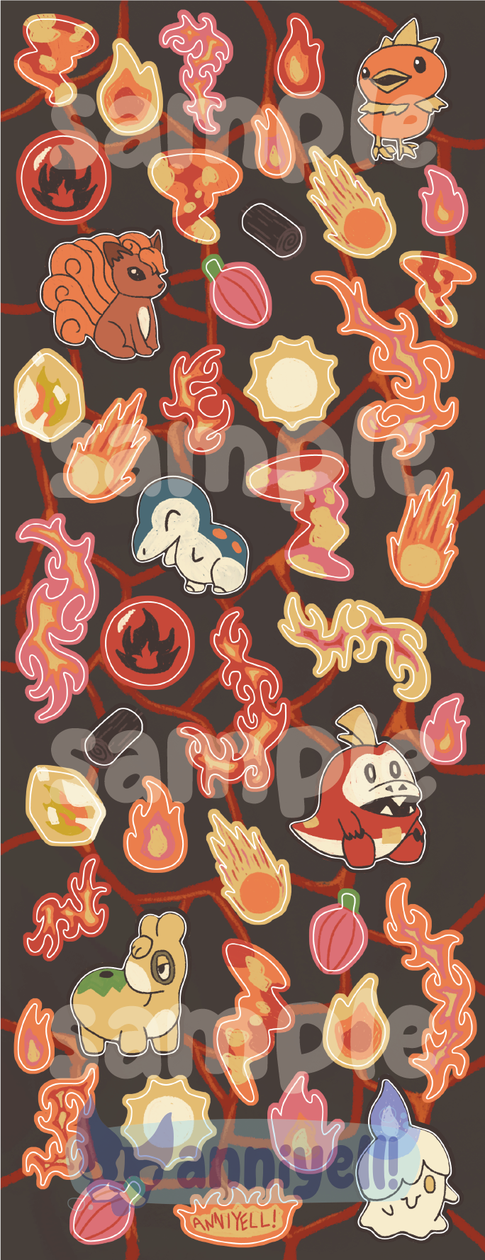 anniyell - Wholesale Sticker - fire types! Deco Sticker Sheet1