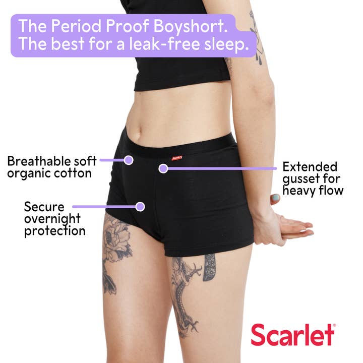 Scarlet – wholesale Mensunderkläder - Dam – Periodsäker Sleepover Boyshort Tung Absorptionsförmåga3