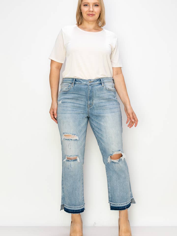 ARTEMIS VINTAGE - Wholesale Jeans - Women's - PLUS SIZE - HIGH RISE STRETCH ANKLE STRAIGHT JEANS