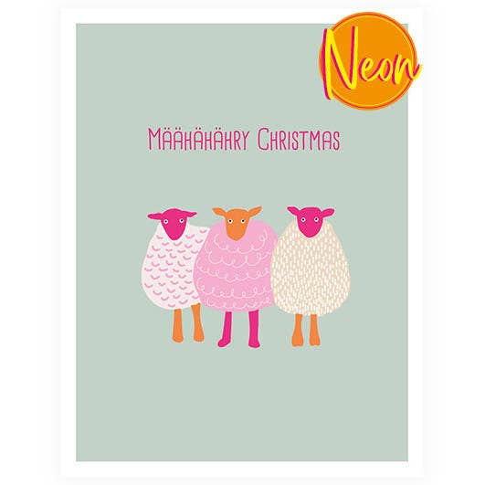 Hey!Cards GmbH & Co. KG - Wholesale Christmas Card - X Sheep | AuriCard | Christmas | Neon Postcard