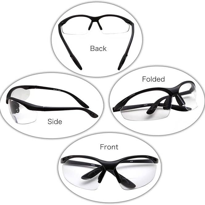 grinderPUNCH - Wholesale Eyeglasses - Unisex - grinderPUNCH Bifocal Safety Glasses Readers ANSI Z87 Impact Resistant Bifocal Diopter Magnifying Reading Glasses +1.51