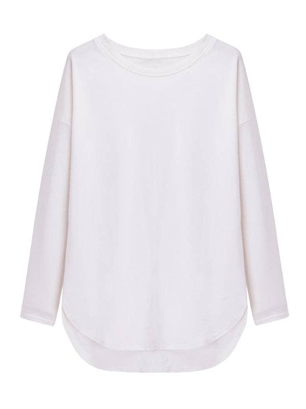 Sheer Trend – Túnica - Mulher por atacado – Camisetas simples de mangas compridas de cor sólida11