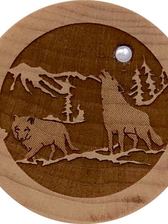 Howling Wolf Wood Dreambox for wholesale by Woodcutts Inc.