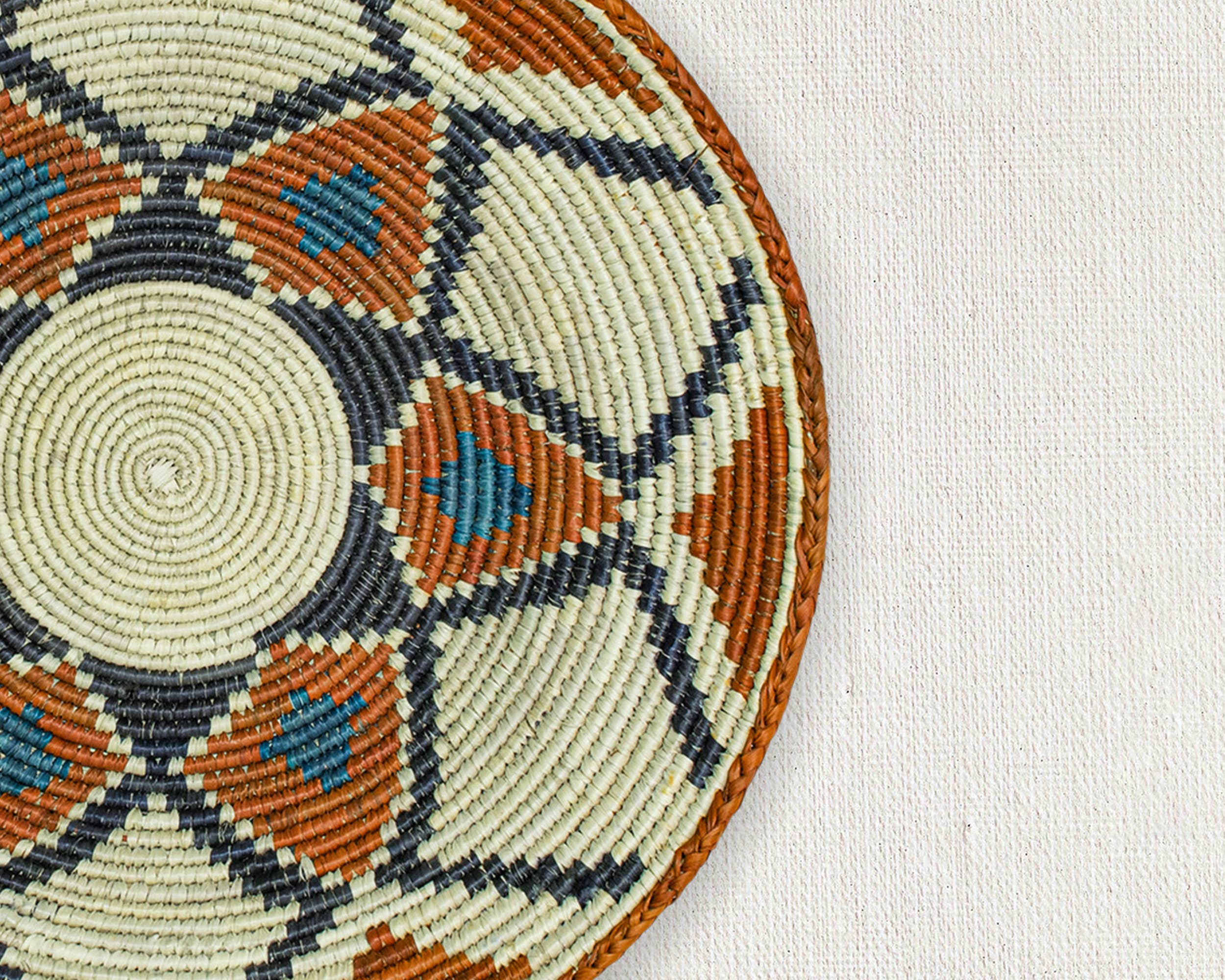 ArtisanalEmporiumLLC - Wholesale Wall Accent - 14" Handwoven Lotus Blue Bowl for Wall Basket Decor2