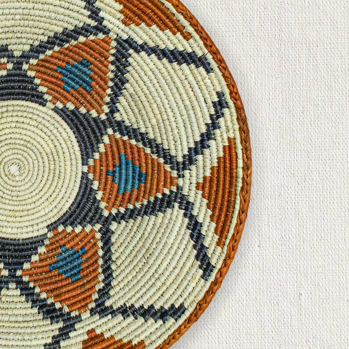 ArtisanalEmporiumLLC - Wholesale Wall Accent - 14" Handwoven Lotus Blue Bowl for Wall Basket Decor2