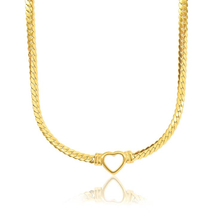 VITTORIA HEART SNAKE CHAIN NECKLACE for wholesale by MAI DESIREE