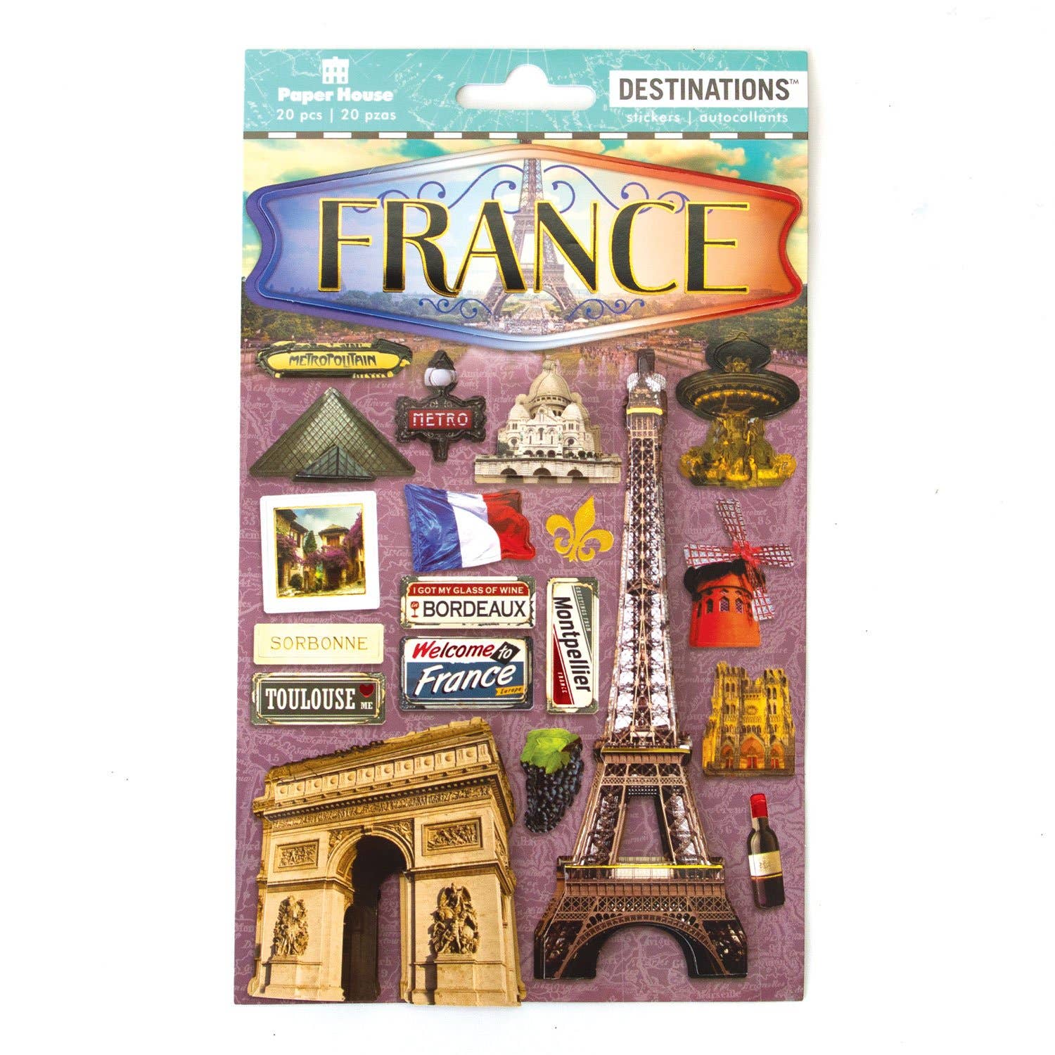 Paper House Productions - Wholesale Sticker - Travel-France Dimensional Sticker0