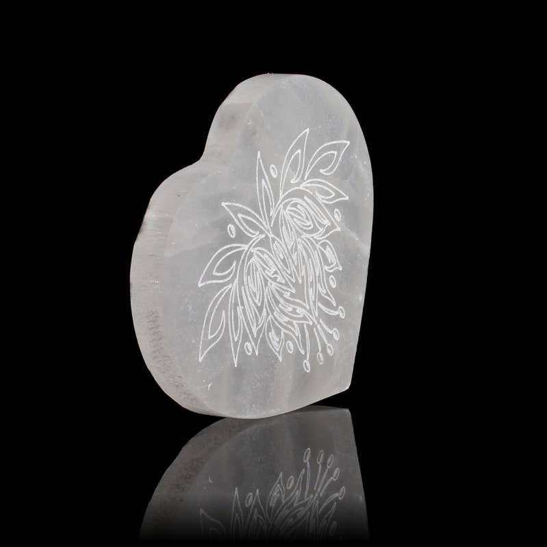 UniArt – wholesale Prydnad – Selenitplatta i hjärtform med gravyr, 14 cm8