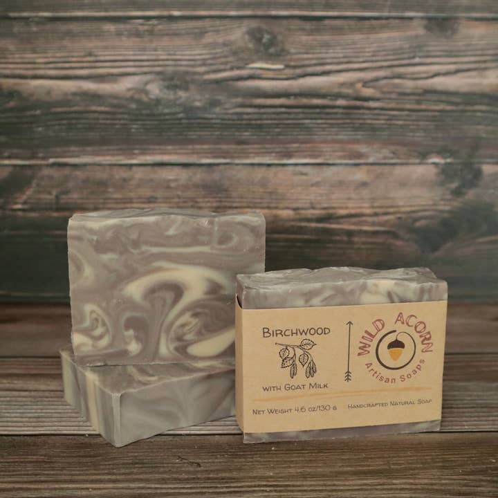 Birchwood Soap with Goat Milk for wholesale by Wild Acorn Artisan Soaps LLC