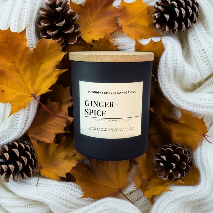 Gingembre + Épices 8 oz. | Bougies Confortables à Thème Automnal pour la vente par Midnight Embers Candle Co.