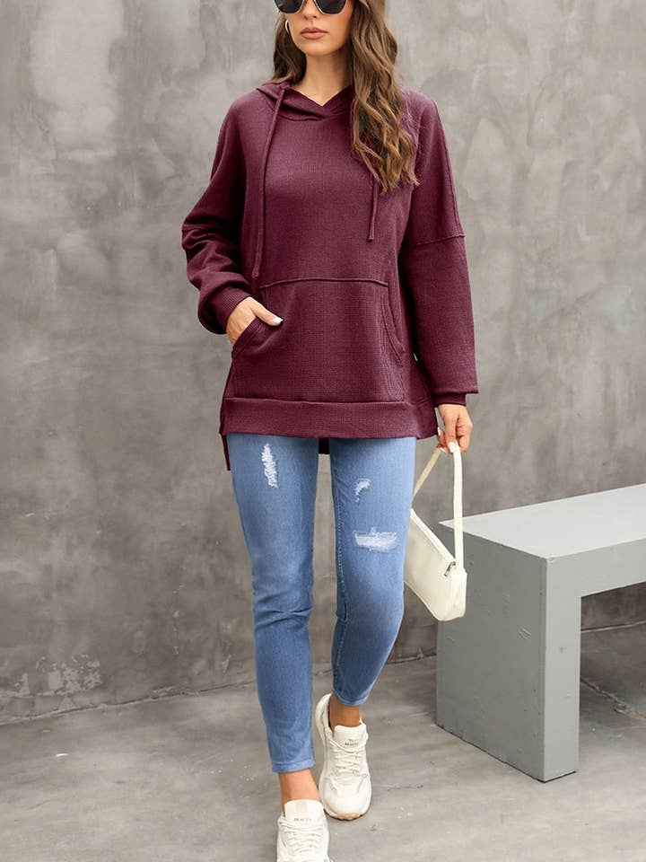 Lily Clothing - Wholesale Hoodie - Women's - CASUAL TEXTURED HOODIE WITH LARGE POCKET HOODIE12