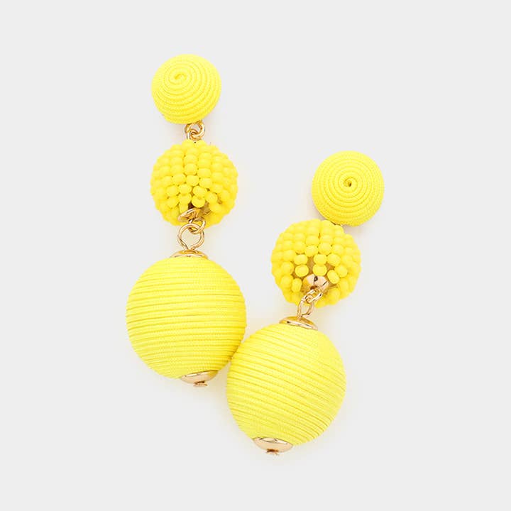 Sensibling Corp. - Wholesale Dangle Earrings - Seed Beaded Thread Wrapped Ball Link Dangle Earrings