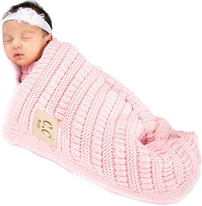 Funky Junque - Wholesale Bedding blanket – Kids & Baby - Baby Throw Blanket - Ribbed Knit (Pale Pink)1