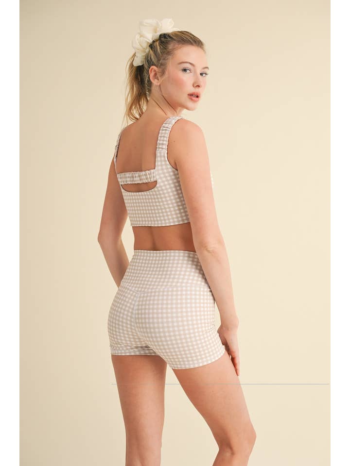 KIMBERLY C - Wholesale Sports Bra - Women's - Gingham Print Ruched Bra Top22