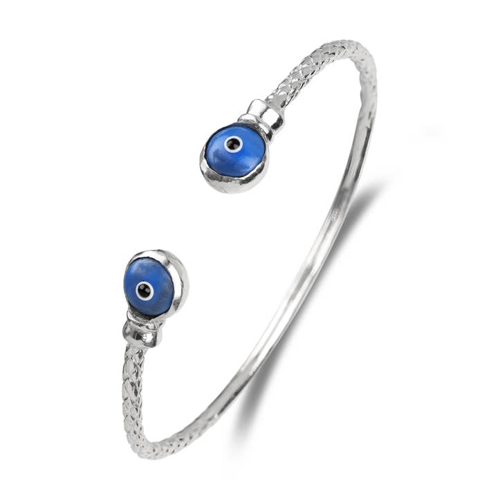 Better Jewelry Evil Eye .925 Sterling Silver West Indian Bangle, 1 piece for wholesale by Better Jewelry
