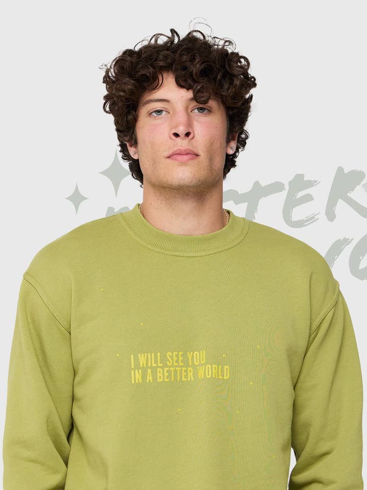 Better World Crewneck - Olive for wholesale by Back Bone Society