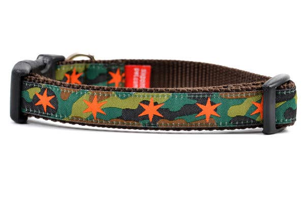 six point pet - Wholesale Pet Collar - Dog - Camouflage-Green with Orange Stars1