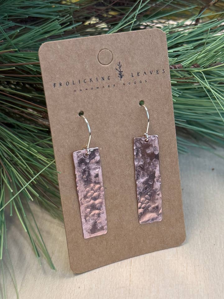 Hammered Copper Earrings for wholesale by Frolicking Leaves