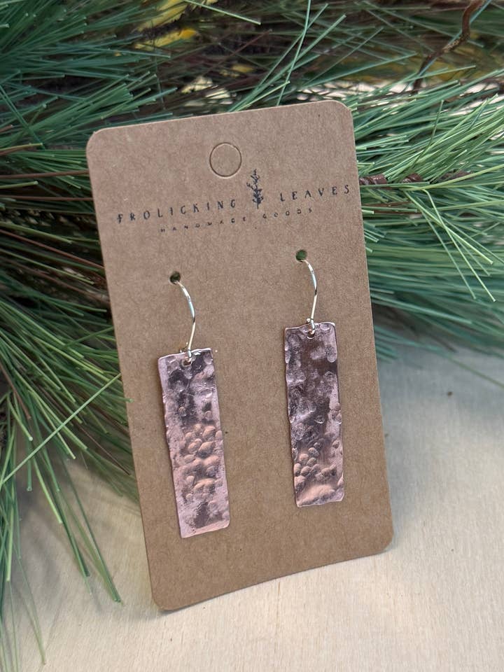 Hammered Copper Earrings for wholesale by Frolicking Leaves